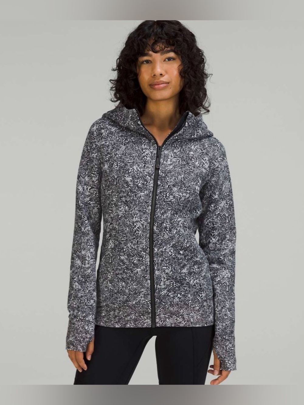 Lululemon Scuba Full Zip Hoodie Offbeat Alpine White Black Size 20